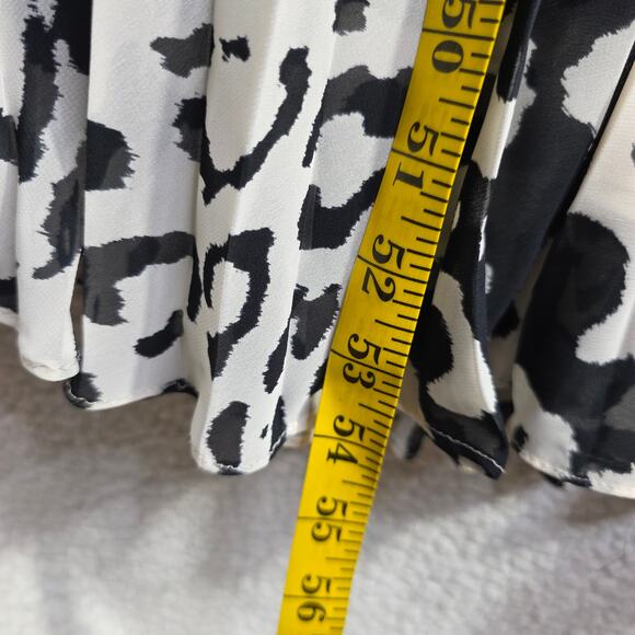 Eliza J Halter Sz8 Animal Leopard BlacknWhite W Blue belt accent maxi Dress Sexy - Picture 5 of 16